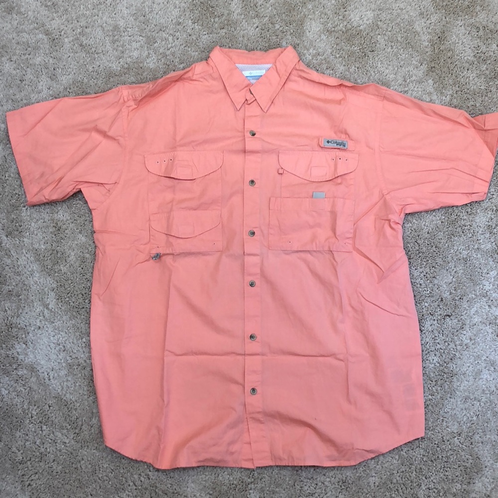 Men’s Columbia PFG Fishing Shirt Sz Large Orange